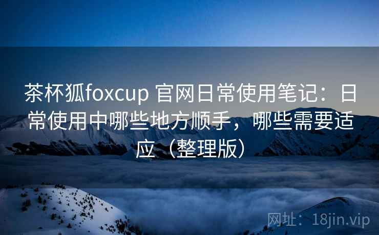 茶杯狐foxcup 官网日常使用笔记：日常使用中哪些地方顺手，哪些需要适应（整理版）