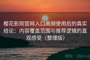 樱花影院官网入口高频使用后的真实结论：内容覆盖范围与推荐逻辑的直观感受（整理版）
