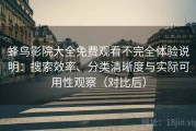 蜂鸟影院大全免费观看不完全体验说明：搜索效率、分类清晰度与实际可用性观察（对比后）