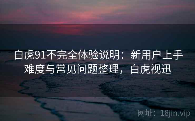 白虎91不完全体验说明：新用户上手难度与常见问题整理，白虎视迅