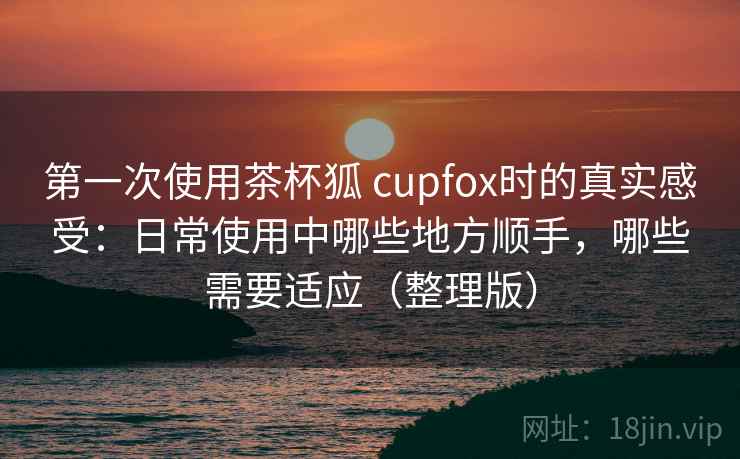 第一次使用茶杯狐 cupfox时的真实感受：日常使用中哪些地方顺手，哪些需要适应（整理版）